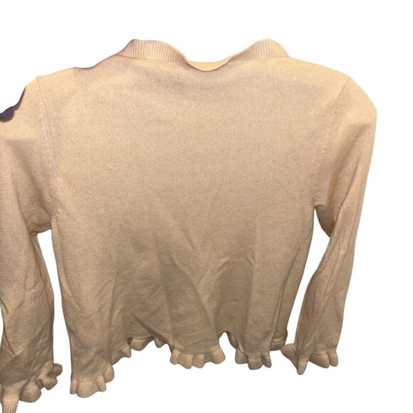 calypso st barth peach 100% Cashmere tie front shrug sweater ruffle trim S - Picture 5 of 5